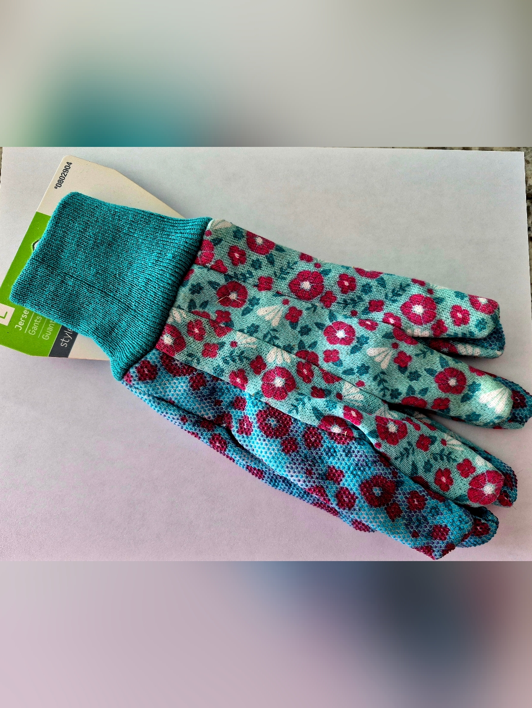 Turquoise Floral Knit Sleeve With Fuchsia Flower Print